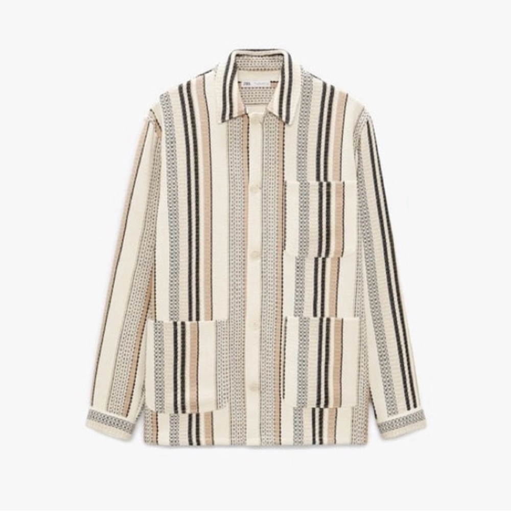 Zara striped textured over shirt shacket